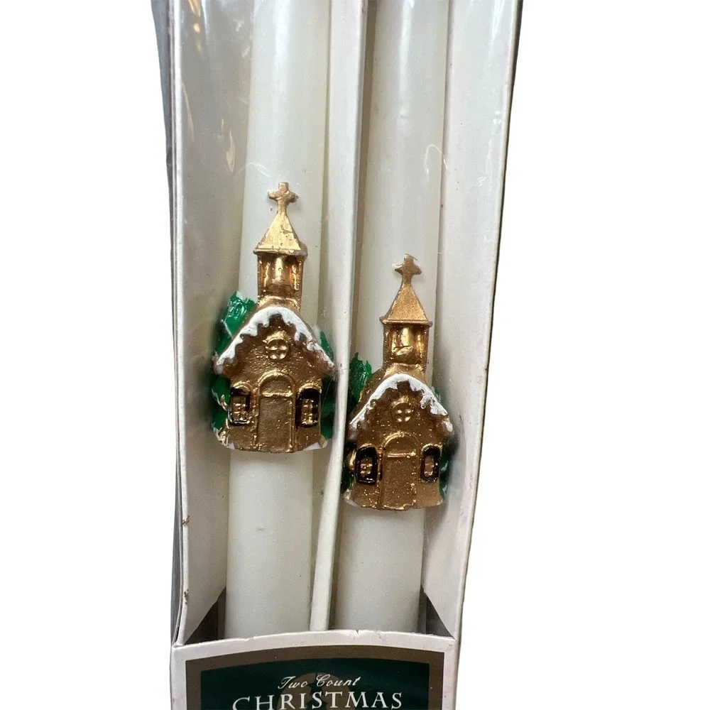 Vintage 1994 White Gold Church‎ Christmas Candles 10